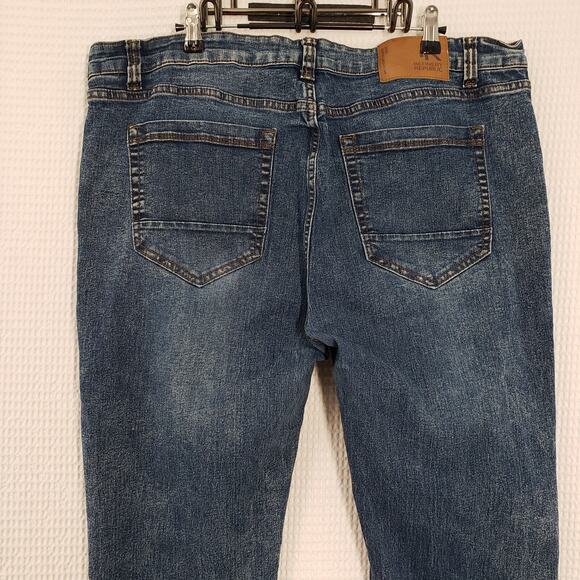 Refinery Republic Jeans Mens 40x32 (Actual 40x30) Blue Denim Slim Leg Stone Wash - Picture 13 of 16